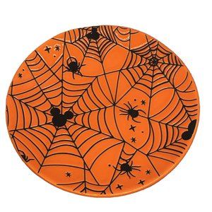 x6 Zrike DISNEY Halloween MICKEY MOUSE Orange Spiderweb Plate Set Appetizer NEW